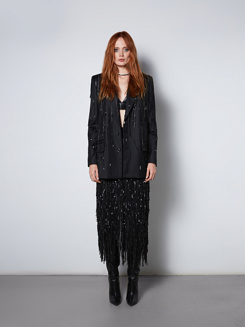 Юбка-миди с бахромой из бисера и пайеток, 4 Юбка-миди с бахромой из бисера и пайеток, 4