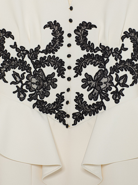 Молочное платье-миди с баской, 3