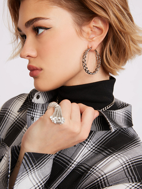 Хупсы из черненого золота в виде цепей, 3 Хупсы из черненого золота в виде цепей, 3