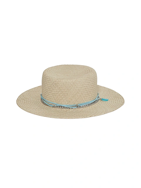 Cоломенная шляпа с цепью и шнурком из замши, 1 Cоломенная шляпа с цепью и шнурком из замши, 1