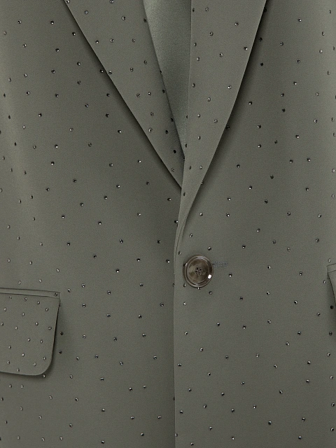 Серый комплект из шелкового платья-миди и жакета, 7