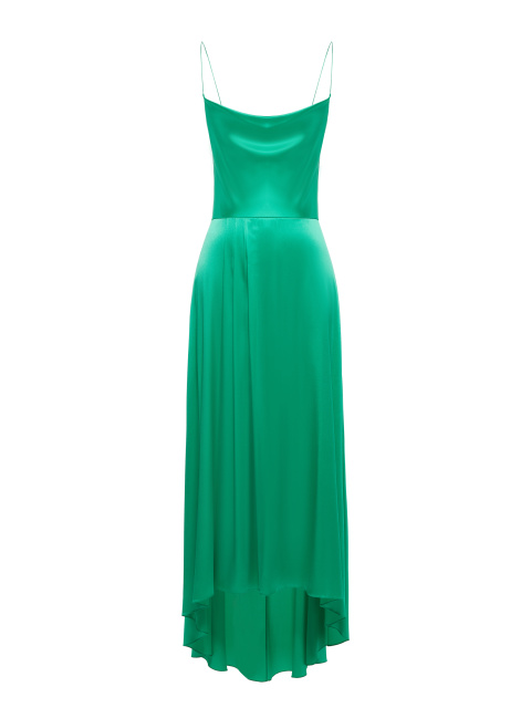 Зеленое платье-миди из шелка, 1