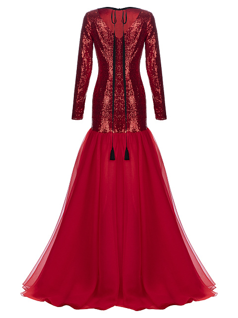 Красное платье из пайеток с пышной юбкой из органзы, 2