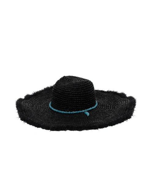 Черная соломенная шляпа с отделкой из халцедона, 1