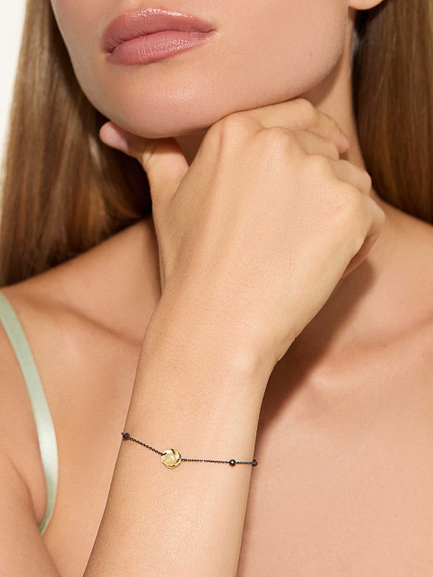 Браслет из черненого золота с перламутром и шпинелью, 3 Браслет из черненого золота с перламутром и шпинелью, 3