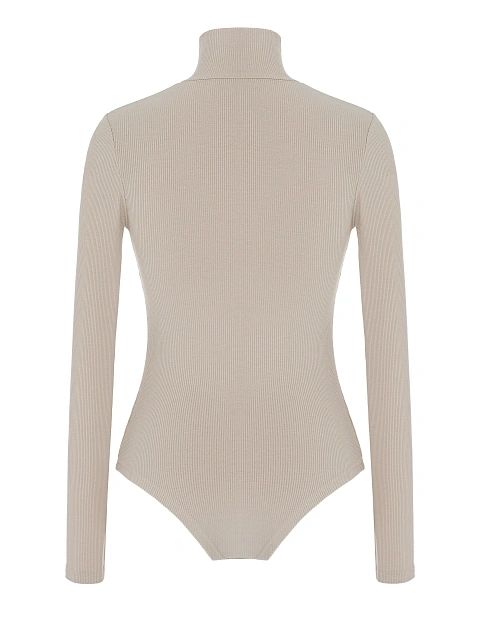 Бежевое боди из хлопка с высоким горлом, 2