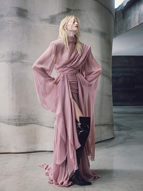 Платье из шифона с драпировкой, 2