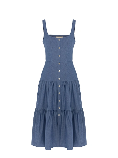 Синее платье-миди из денима, 1