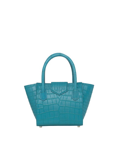 Бирюзовая сумка-трапеция из кожи крокодила, 2