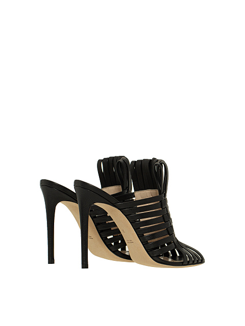 Черные плетеные кожаные мюли на каблуке, 3