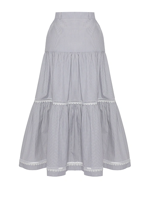 Серая юбка-миди из хлопка в клетку, 2 Серая юбка-миди из хлопка в клетку, 2