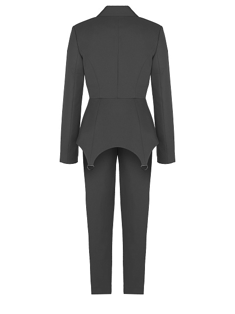 Серый брючный костюм со штрипками, 2