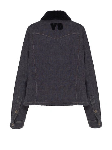 Синяя куртка из денима с подкладом из овчины, 2