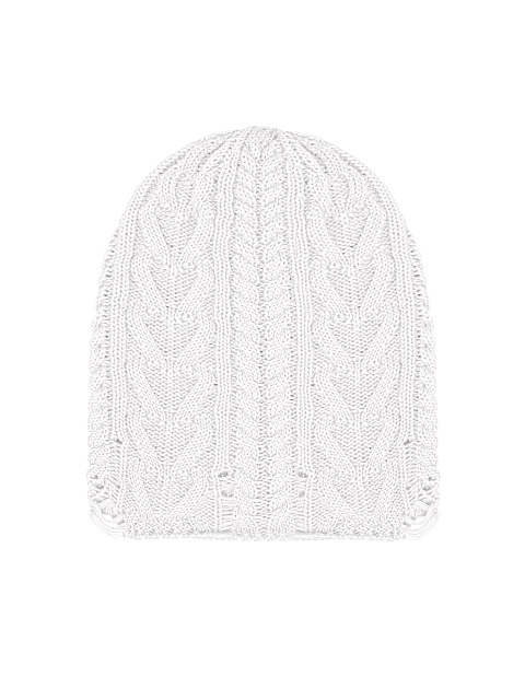 Белая вязаная шапка из хлопка с дырками, 1 Белая вязаная шапка из хлопка с дырками, 1