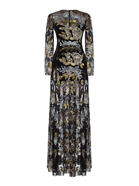 Черное платье-макси из сетки с пайетками, 2