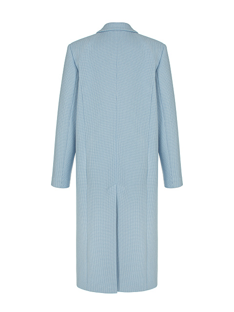 Голубое однобортное пальто с узором пье-де-пуль, 2