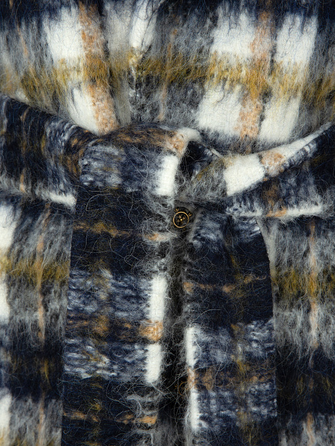 Однобортное шерстяное пальто в клетку, 4