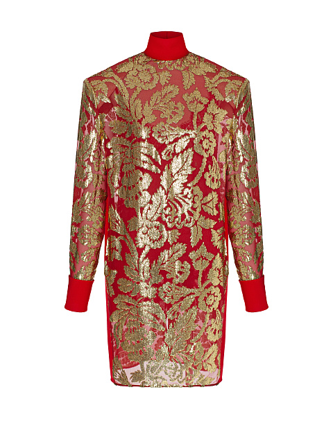 Красное платье-миди из панбархата, 1