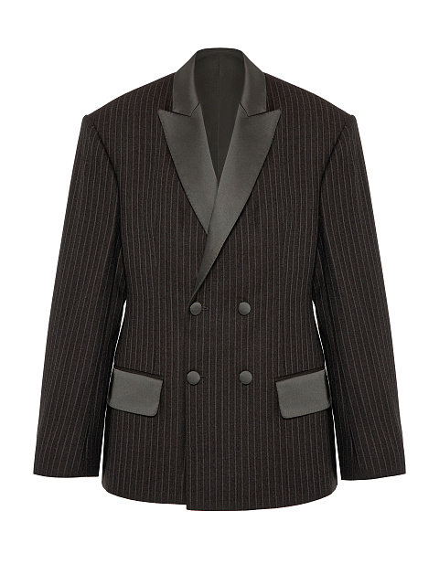 Серый жакет в полоску, 1