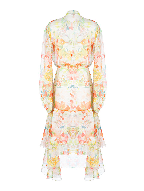 Молочное шифоновое платье-миди с цветочным принтом, 2