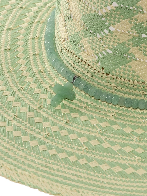 Светло-зеленая соломенная шляпа с отделкой из аквамарина, 4