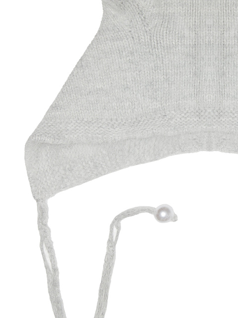 Серая меланжевая шапка с ушками из ангоры, 2