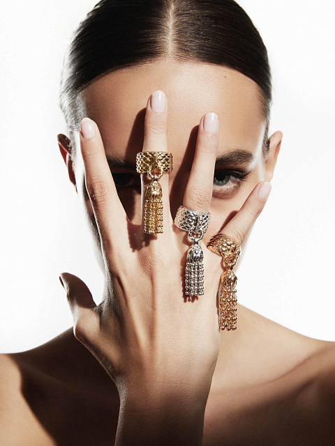 Широкое кольцо-кисть из желтого золота, 2