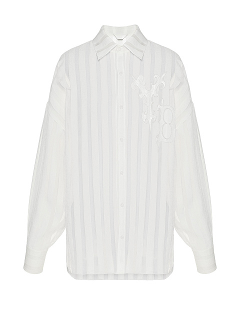 Белая блузка из органзы в полоску, 1