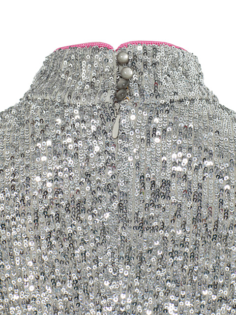 Серебристое платье-мини в пайетках с розовым клевантом, 5 Серебристое платье-мини в пайетках с розовым клевантом, 5