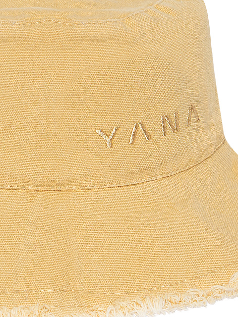 Желтая хлопковая панама с вышивкой и бахромой, 3