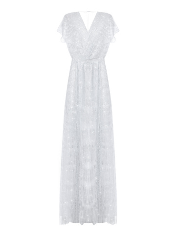 Белое платье-макси со стразами, 1