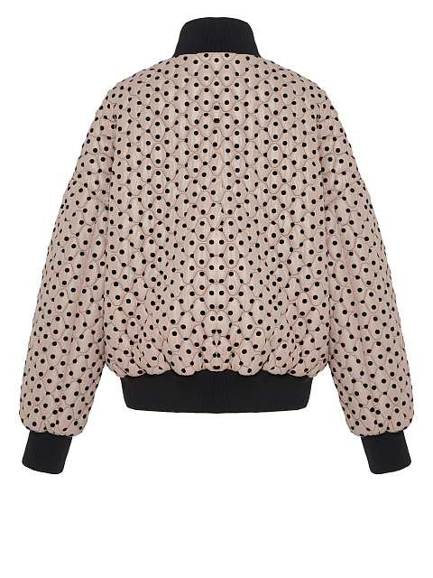 Светло-розовый стеганый бомбер в горошек, 3