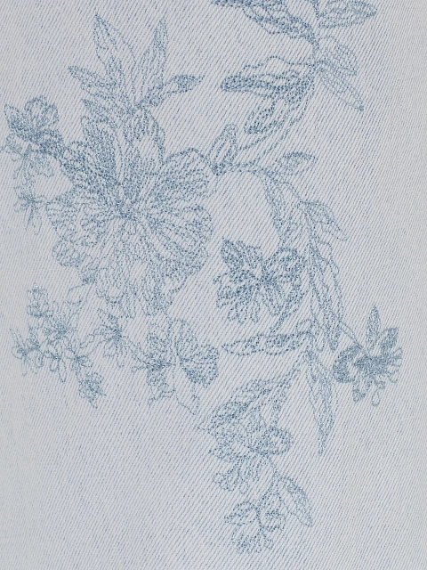 Расклешенные голубые джинсы с цветочной вышивкой, 4