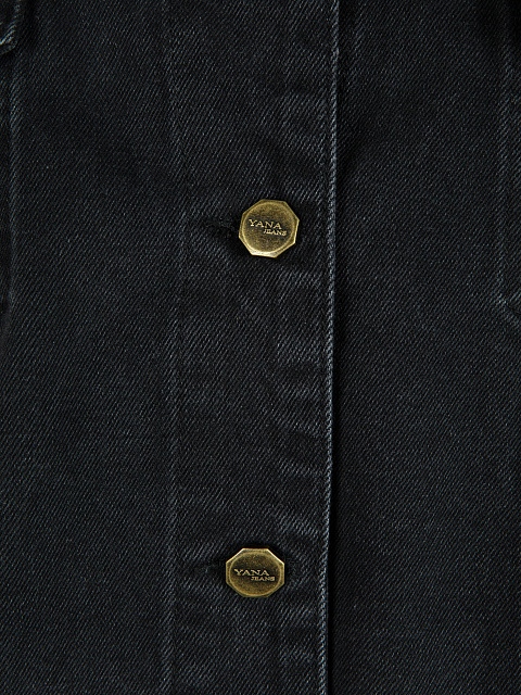 Черная укороченная джинсовка с рваным низом и потертостями, 3