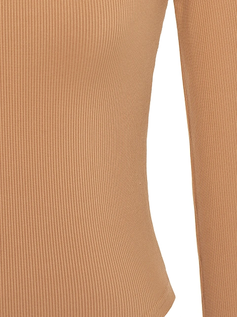 Темно-бежевое боди с длинным рукавом и круглым вырезом, 3