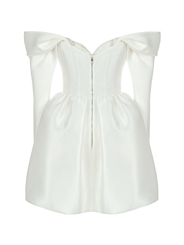 Белое платье-мини из шелковой тафты, 2