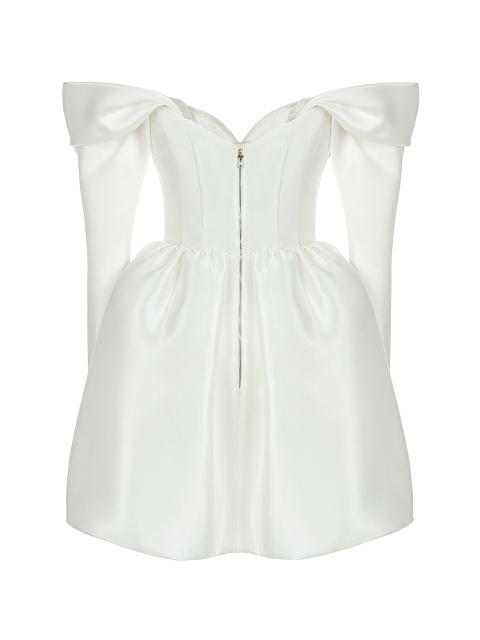 Белое платье-мини из шелковой тафты, 2