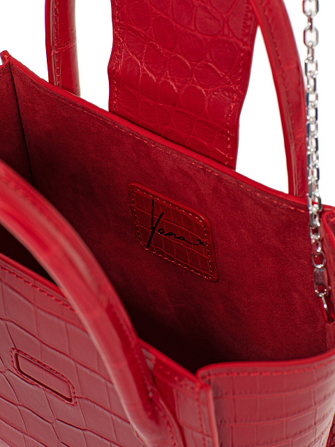 Красная сумка из крокодиловой кожи с замком в виде сердца, 7