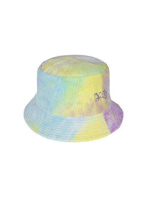 Tie-dye панама из вельвета с сиреневой вышивкой, 1
