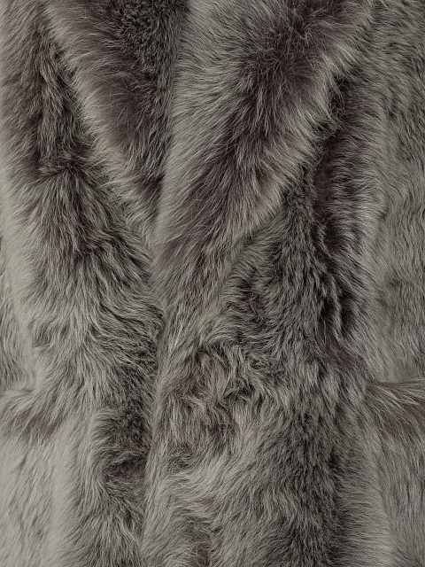 Серая укороченная шуба из овчины, 6