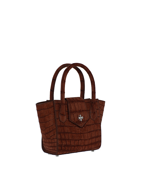 Коричневая сумка из кожи крокодила с серебром, 2