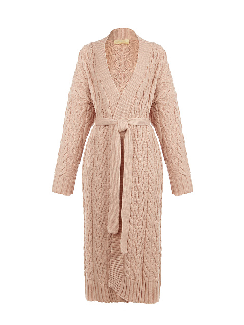 Розовый макси кардиган с поясом, 1
