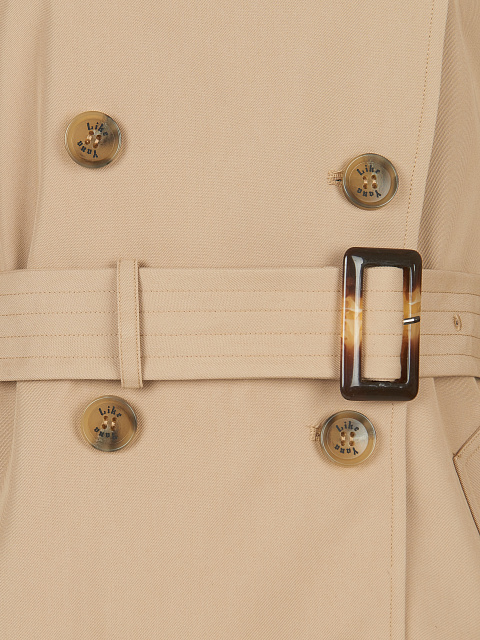 Бежевый двубортный тренч с поясом, 4