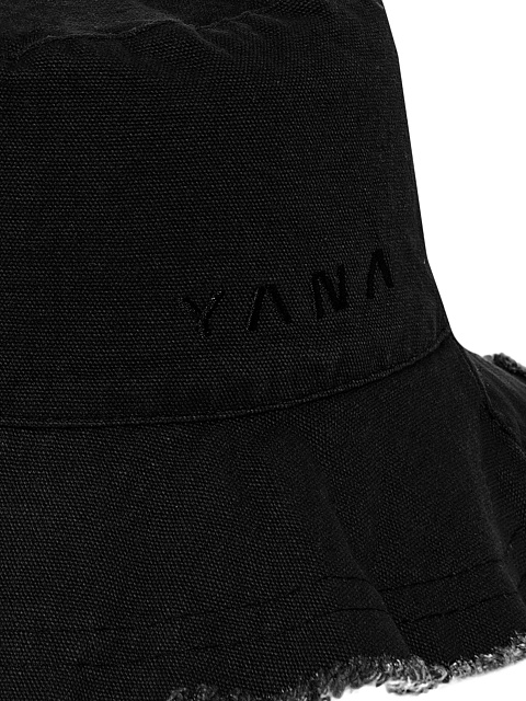 Черная хлопковая панама с вышивкой и бахромой, 3