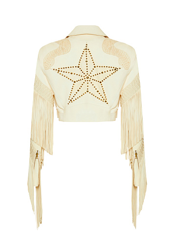 Белая укороченная косуха из кожи питона, 2