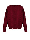 Бордовый хлопковый свитер с косами