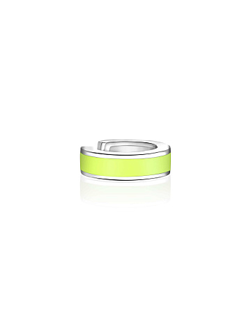 Узкий кафф из белого золота с эмалью Lime Color, 1