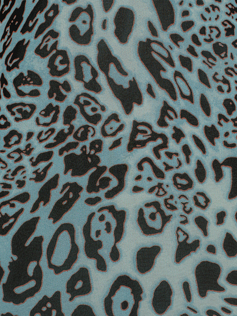 Голубое платье-миди из шифона с леопардовым принтом, 3