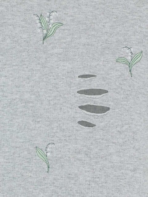 Серый свитшот из футера с дырками и ландышами, 3 Серый свитшот из футера с дырками и ландышами, 3