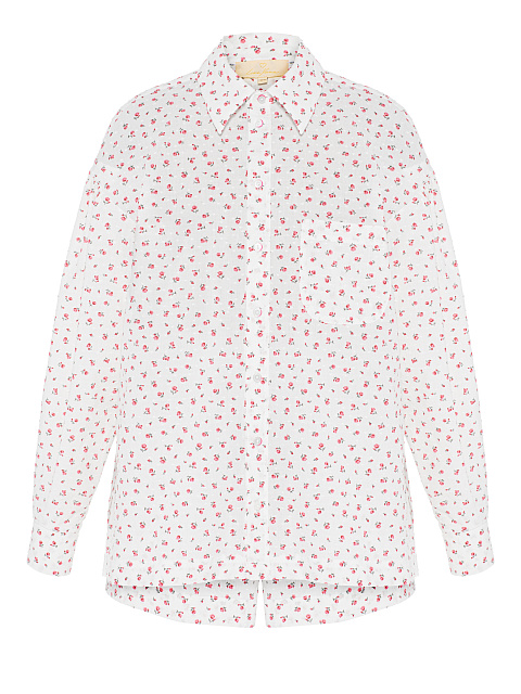 Белый костюм из муслина с красным цветочным принтом, 1